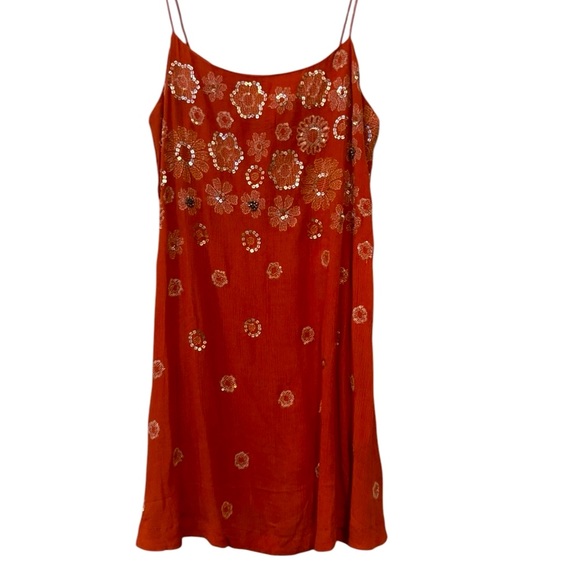 NWT Revolve Free people Azelia Rust Floral Embellished Slip Dress boho feminine - Picture 4 of 11
